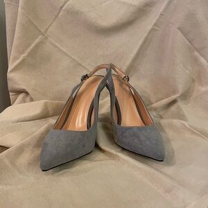 Elegant Gray Suede Slingback Heels